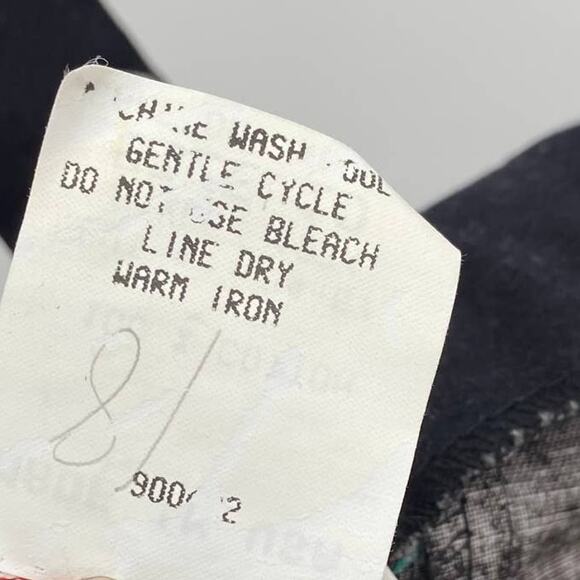 Vintage Lanz Midi Dress Polka Dot Floral Print Drop Waist Fit & Flare Black 4 - Picture 9 of 9